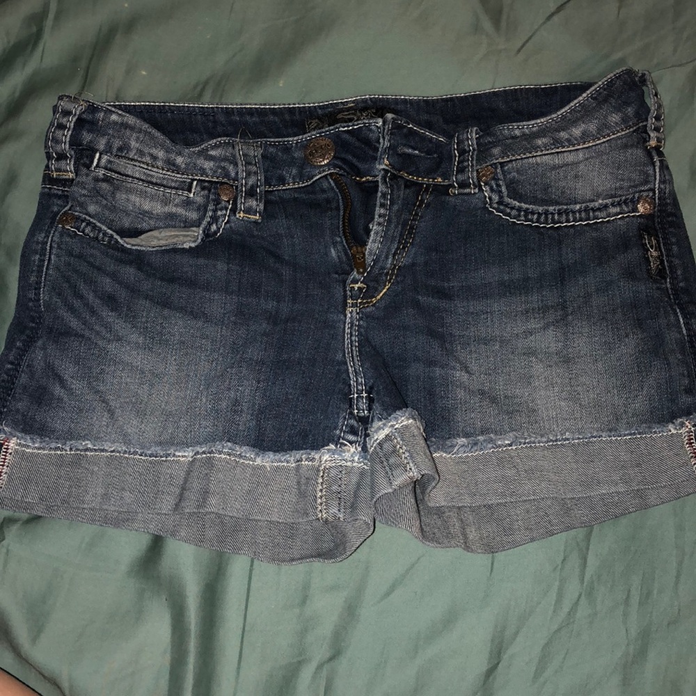 Silver jean shorts